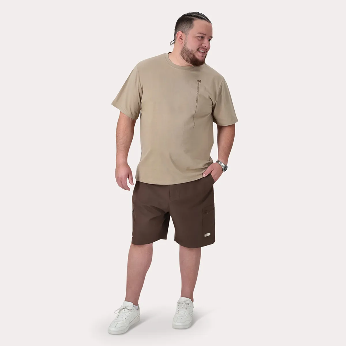 GANGSTER - Plus Polera MC Basica Rocke Beige Gangster