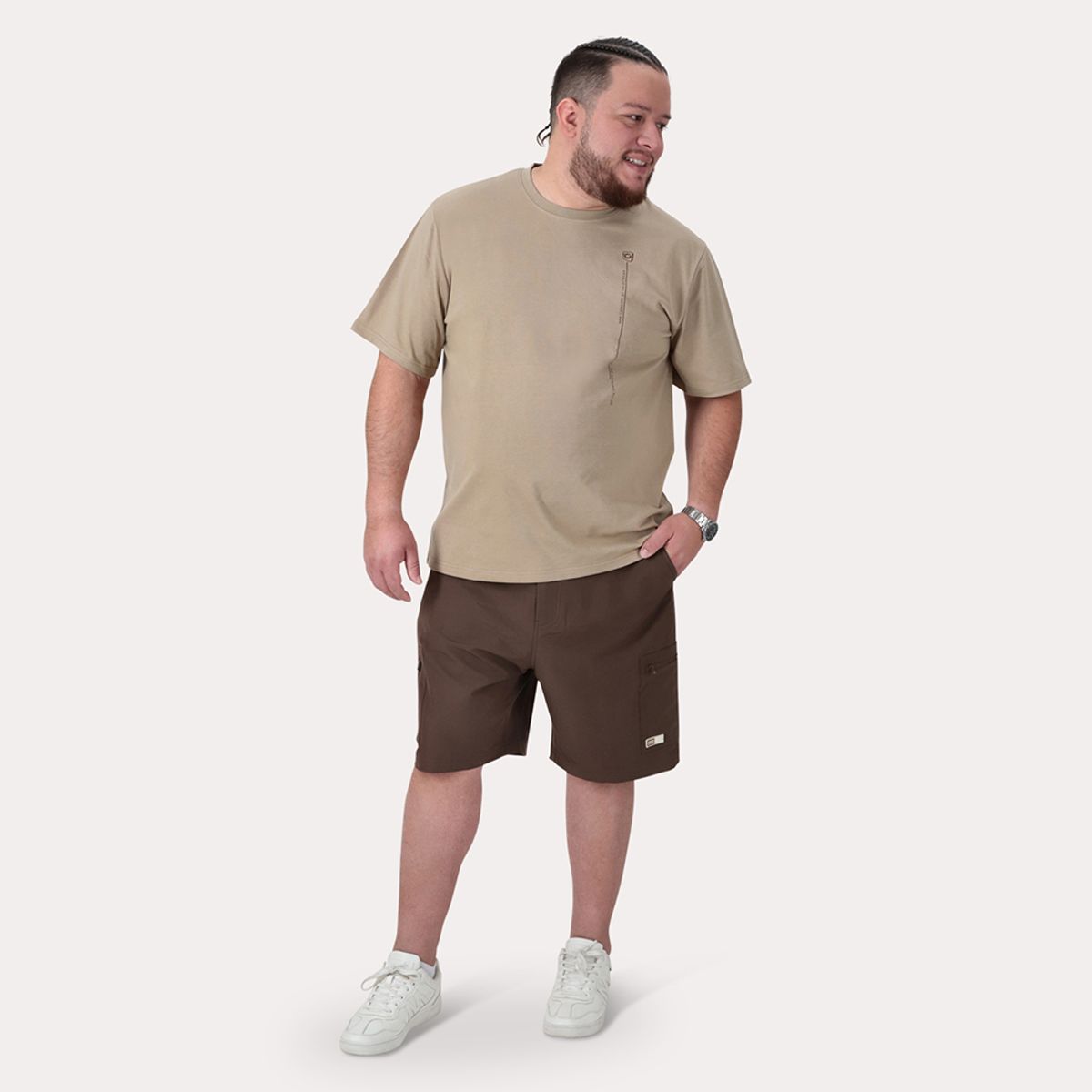 GANGSTER - Plus Polera MC Basica Rocke Beige Gangster