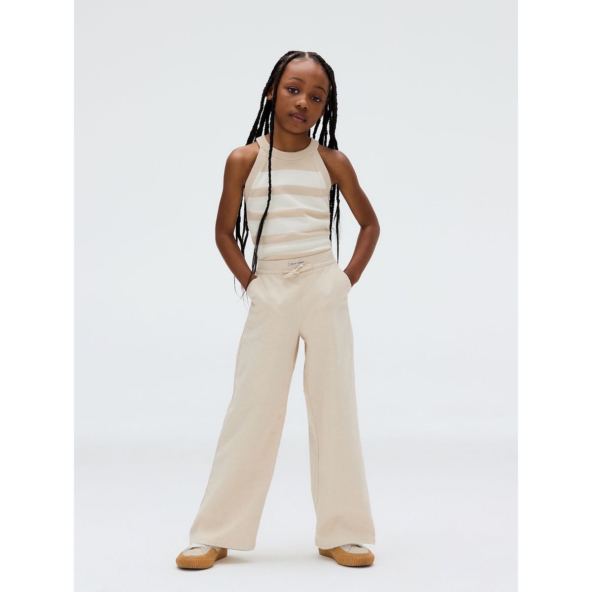 CALVIN KLEIN - Pantalón Niña Linen Blend Beige Calvin Klein