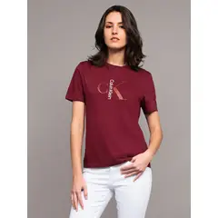CALVIN KLEIN - Polera Classic con Monograma Burdeo
