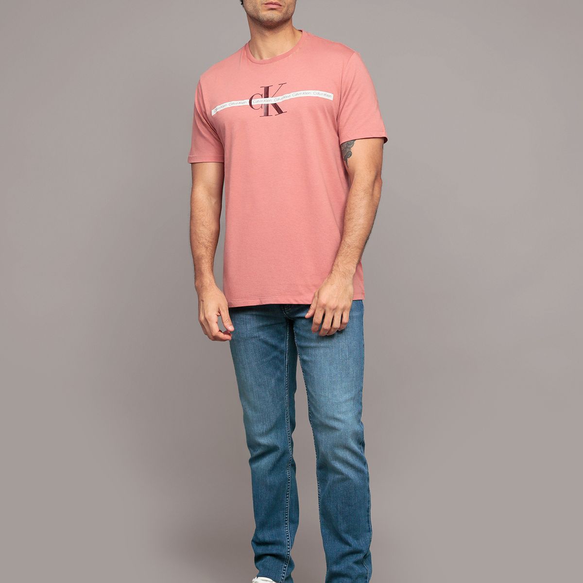 CALVIN KLEIN - Polera Repeat Layered Rosado Calvin Klein