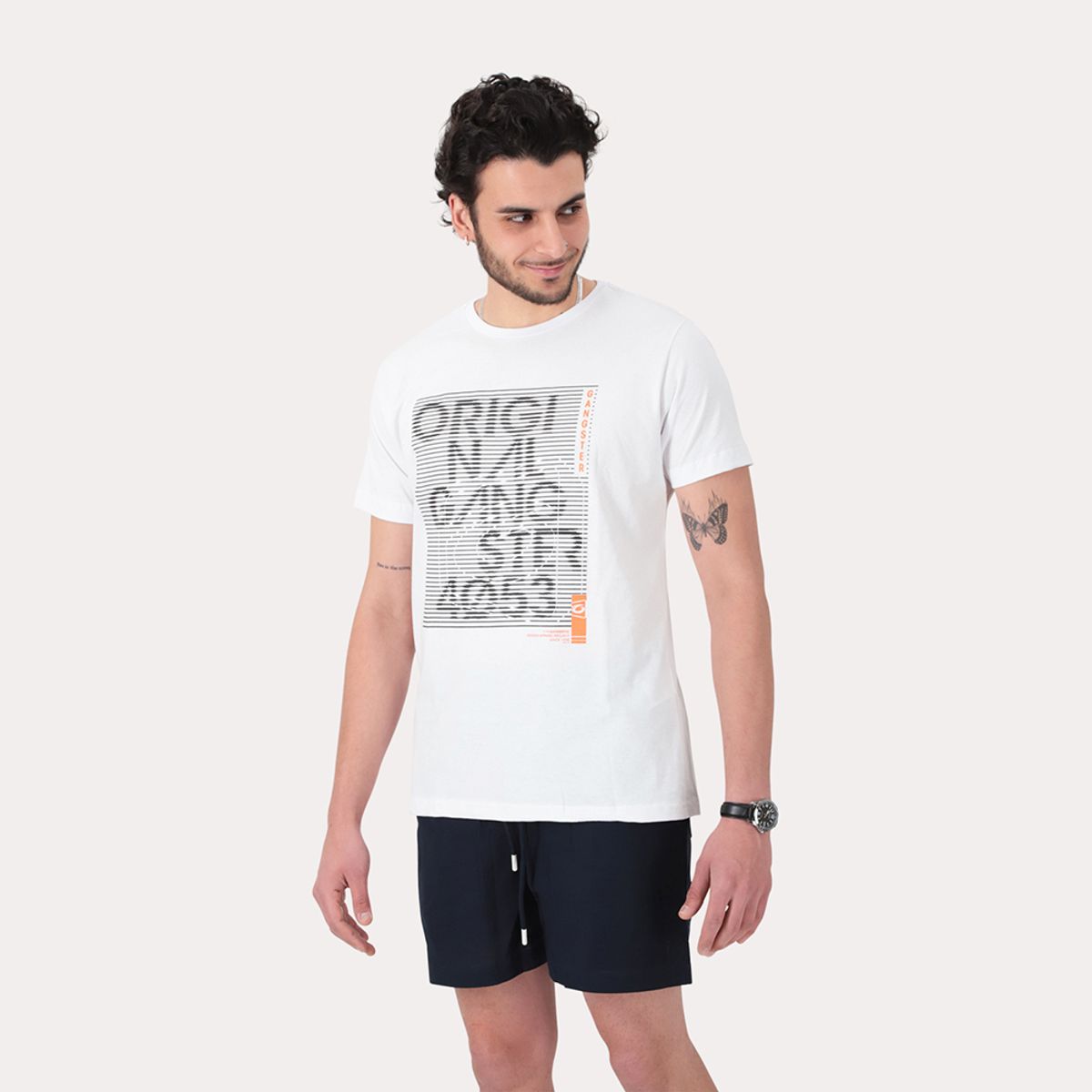 GANGSTER - Polera Mc Basica Mains Blanco Gangster