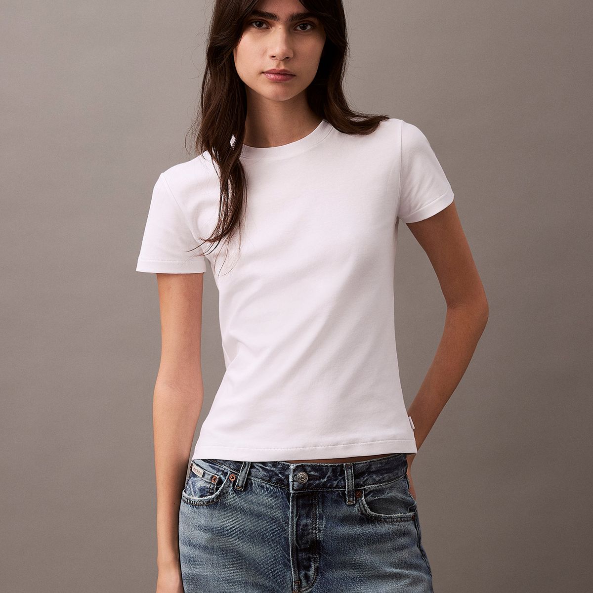 CALVIN KLEIN - Polera Refined Cotton Relaxed Blanco Calvin Klein
