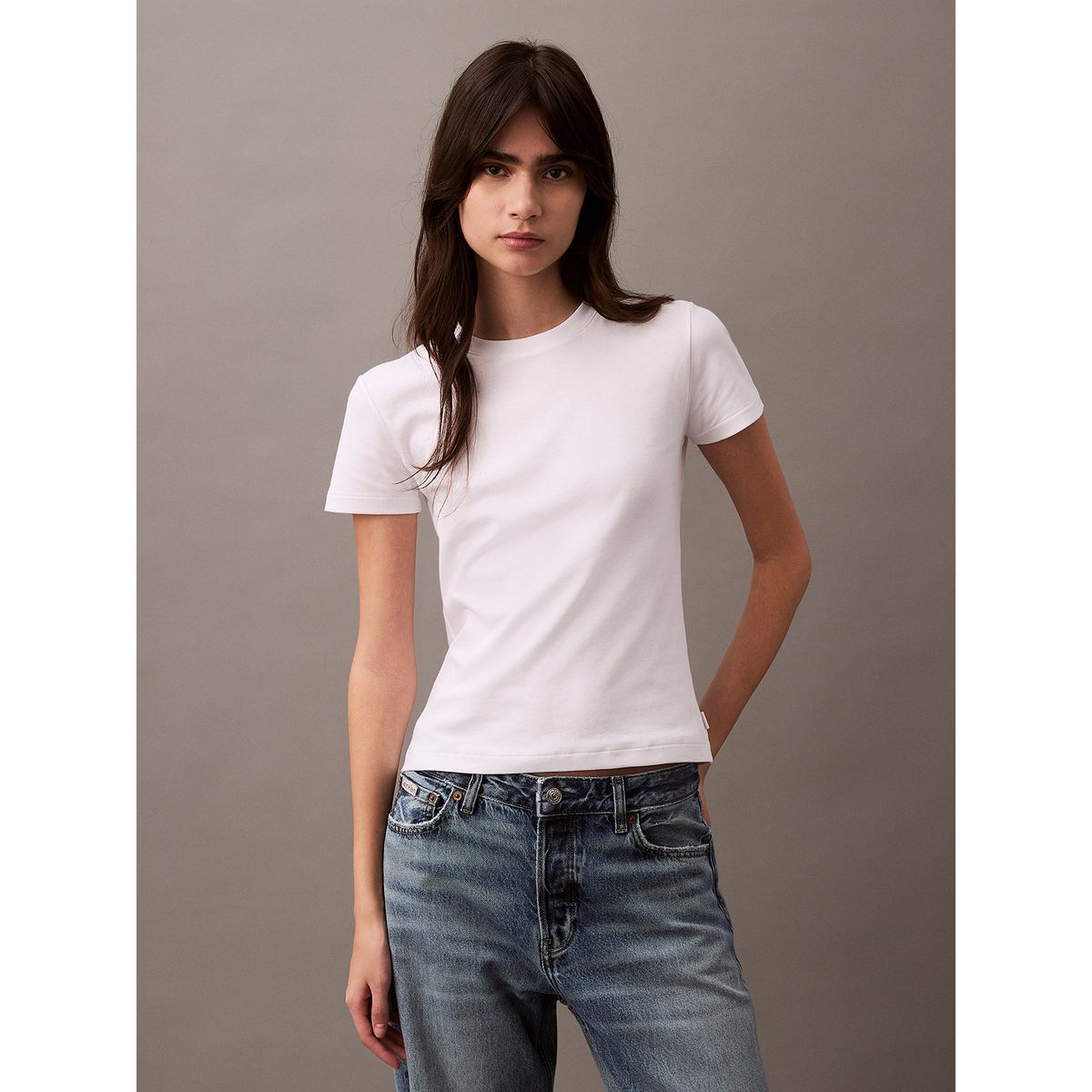 CALVIN KLEIN - Polera Refined Cotton Relaxed Blanco Calvin Klein