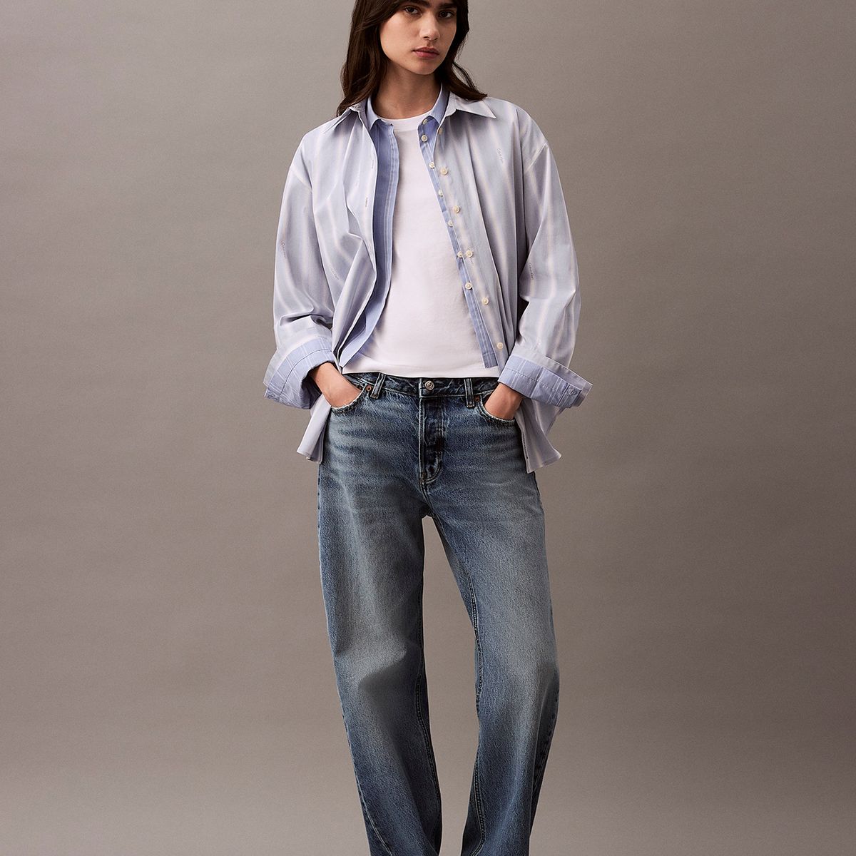 CALVIN KLEIN - Polera Refined Cotton Relaxed Blanco Calvin Klein