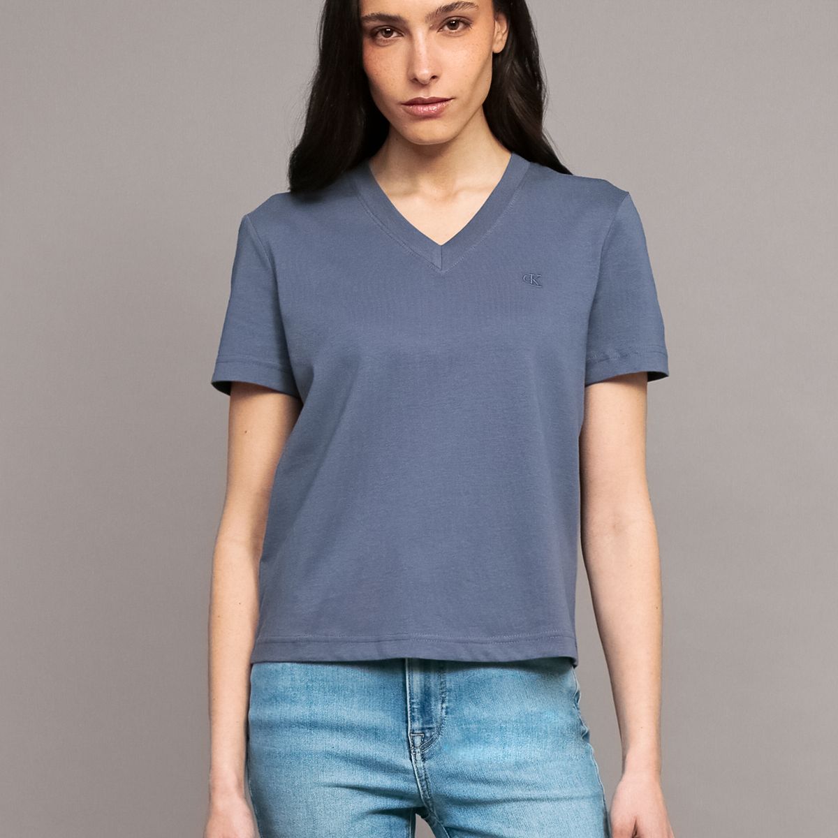 CALVIN KLEIN - Polera con Logo Archive azul Calvin Klein