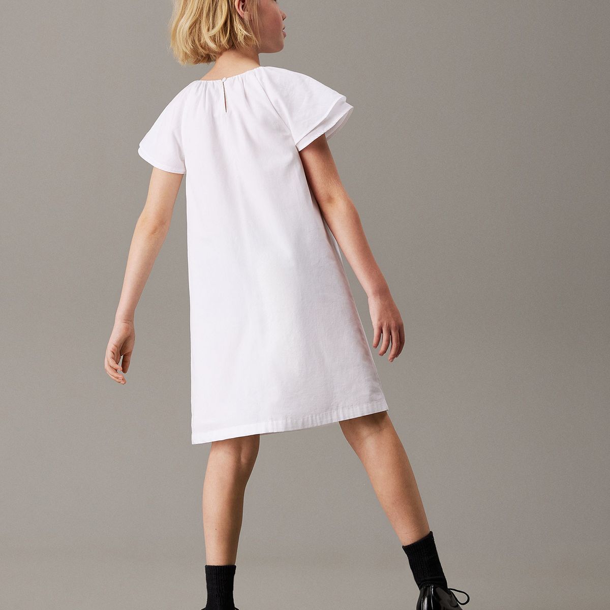CALVIN KLEIN - Vestido Niña Poplin Blanco Calvin Klein