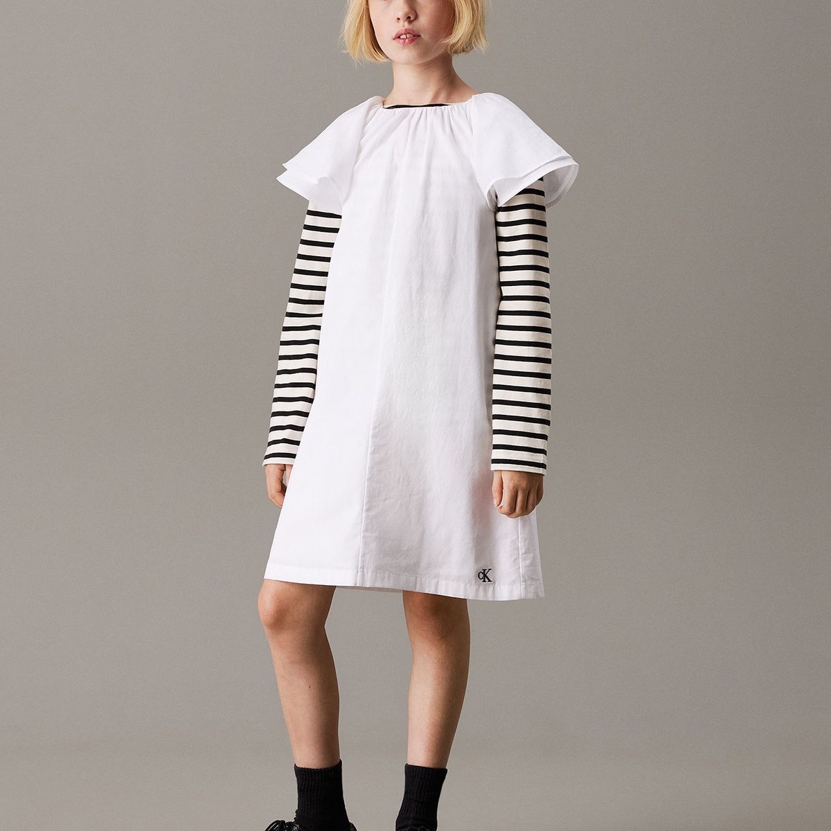 CALVIN KLEIN - Vestido Niña Poplin Blanco Calvin Klein