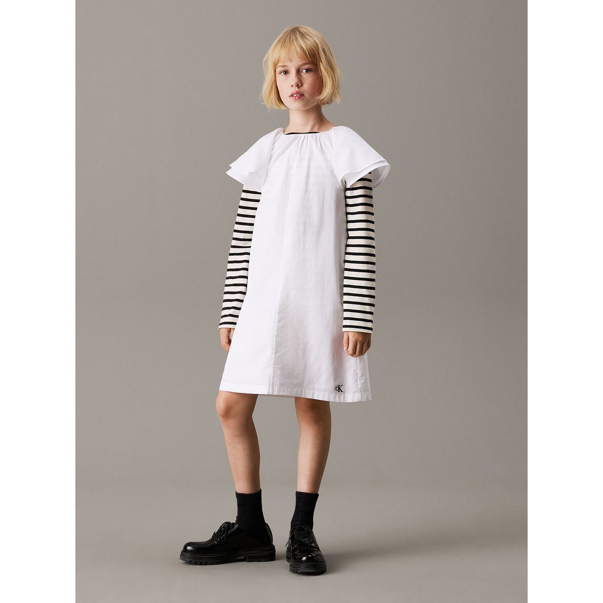 CALVIN KLEIN - Vestido Niña Poplin Blanco Calvin Klein