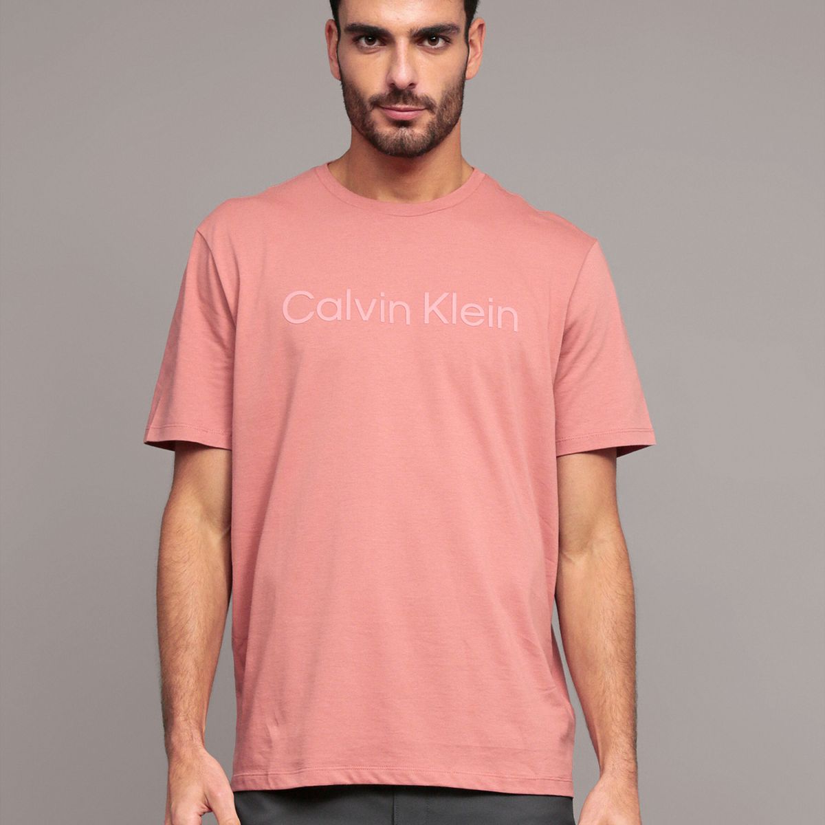 CALVIN KLEIN - Polera con logotipo tonal Rosado Calvin Klein