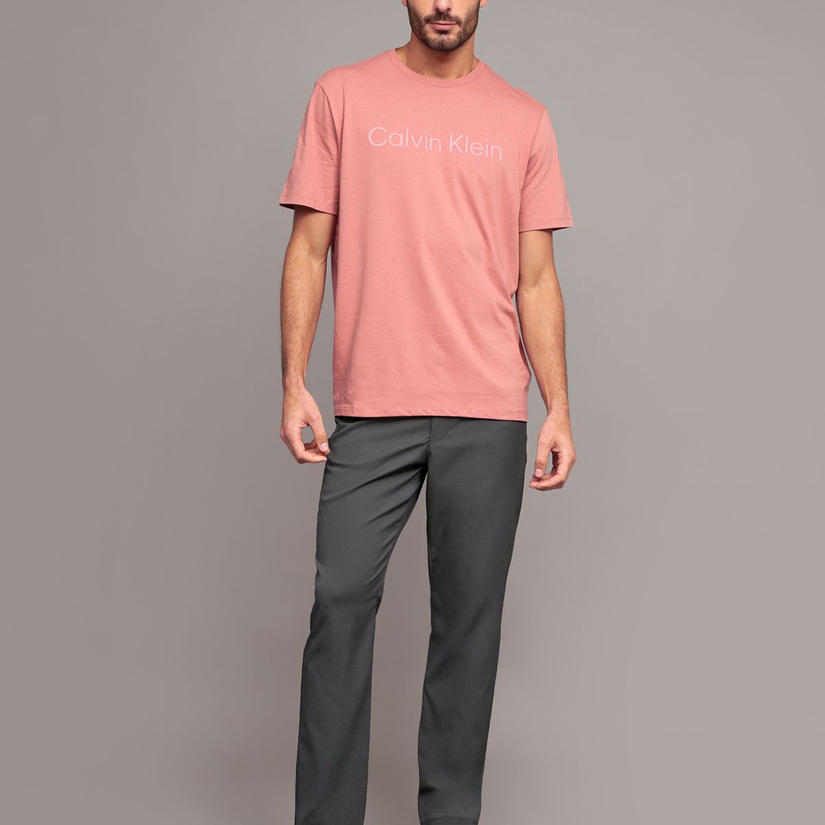 CALVIN KLEIN - Polera con logotipo tonal Rosado Calvin Klein