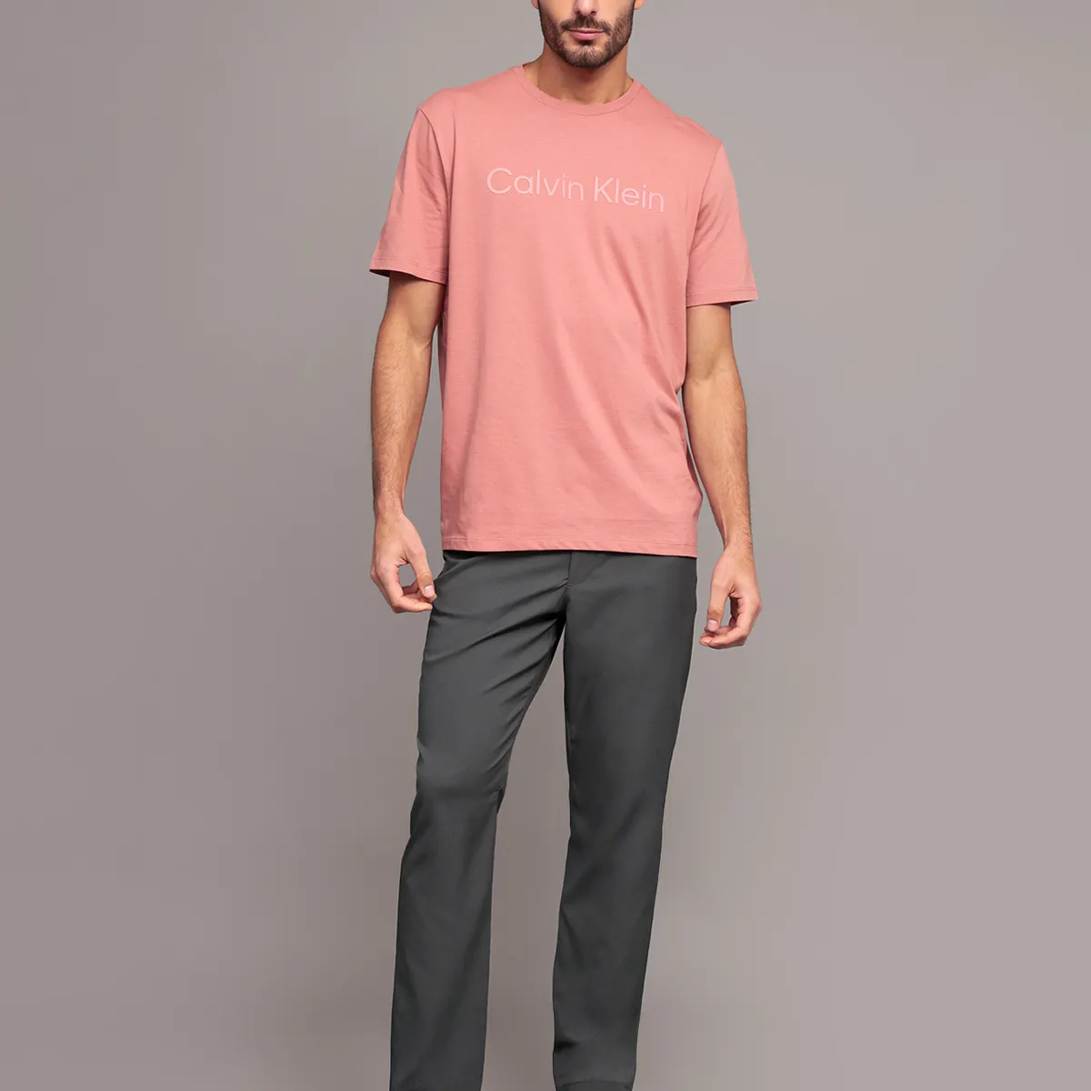 CALVIN KLEIN - Polera con logotipo tonal Rosado Calvin Klein