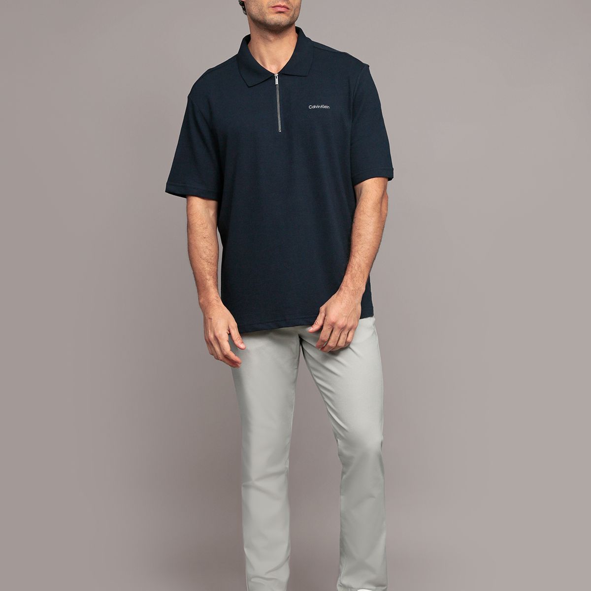 CALVIN KLEIN - Polo relaxed con tejido crepe Azul Calvin Klein