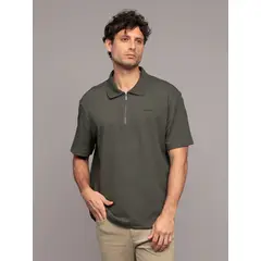 CALVIN KLEIN - Polo Relaxed Con Tejido Crepe Gris