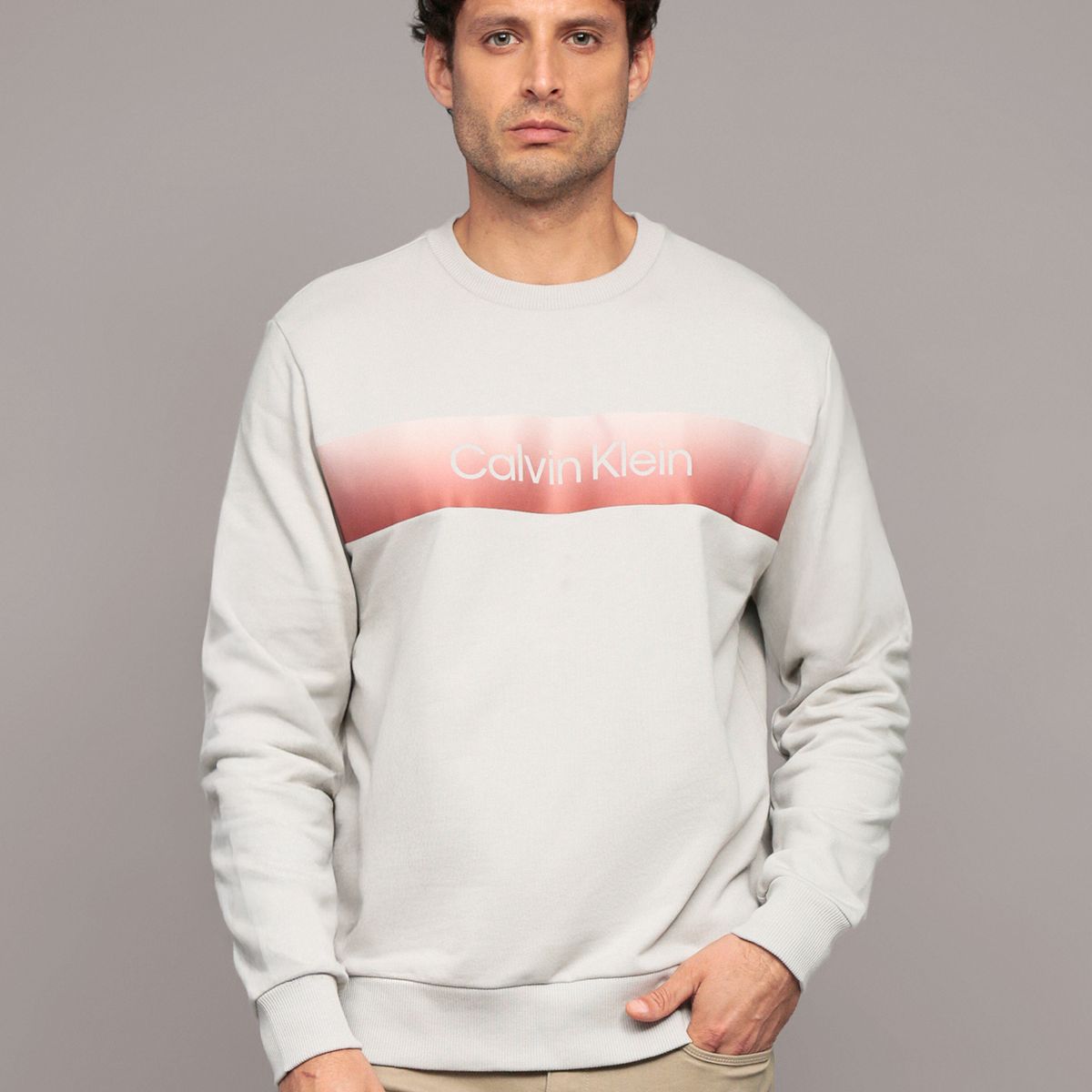 CALVIN KLEIN - Polerón con Logo en Degradado Gris Calvin Klein