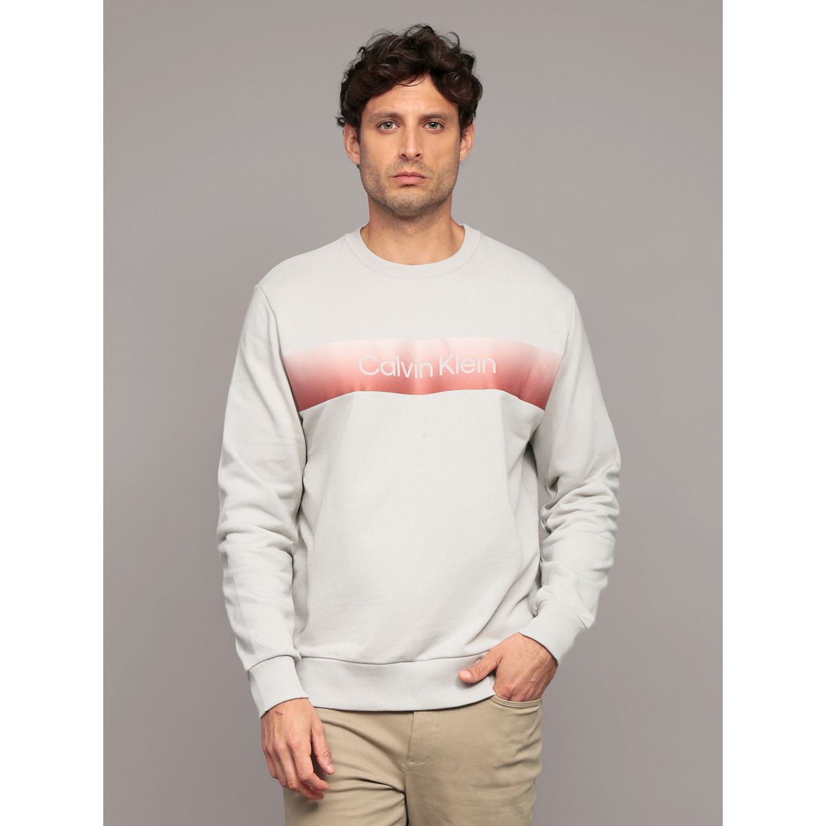 CALVIN KLEIN - Polerón con Logo en Degradado Gris Calvin Klein