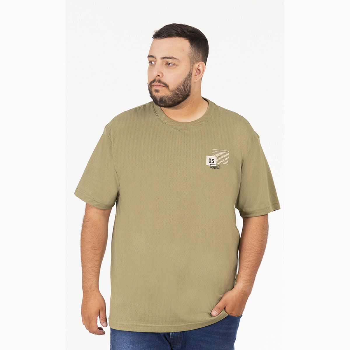 GANGSTER - Plus Polera MC Textura Ranch Verde Gangster