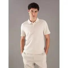 CALVIN KLEIN - Polo con Textura Jacquard Beige