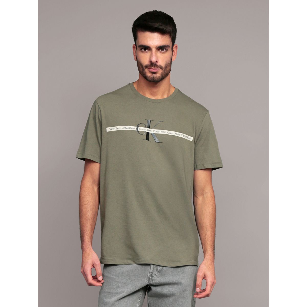 CALVIN KLEIN - Polera Repeat Layered Verde Calvin Klein
