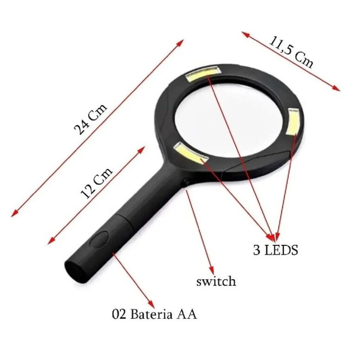 GENERICO - Lampara Lupa Con Luz Led Para Lectura