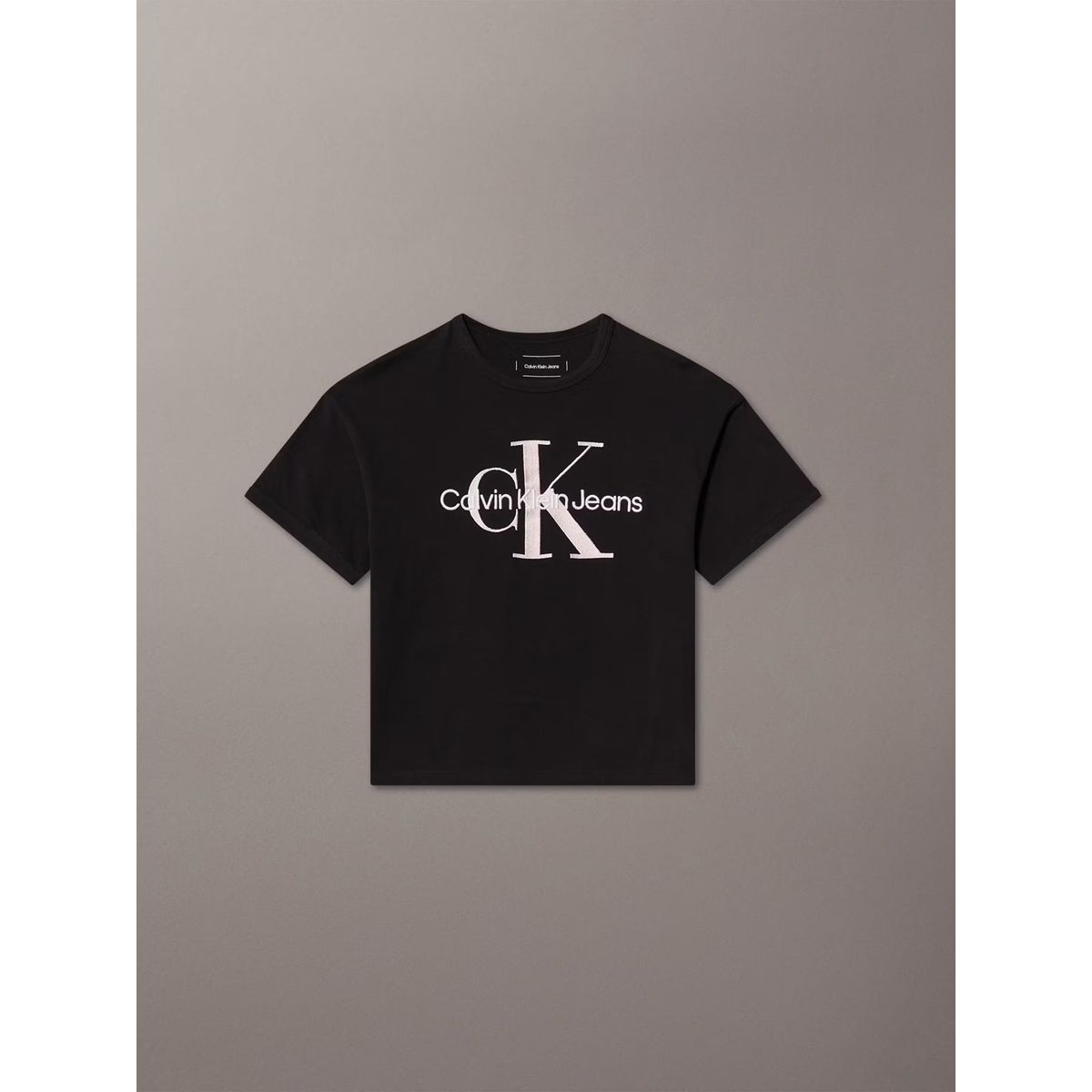 CALVIN KLEIN - Polera Niña Seasonal Monologo Negro Calvin Klein