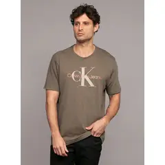 CALVIN KLEIN - Polera Monogram Crew Cafe