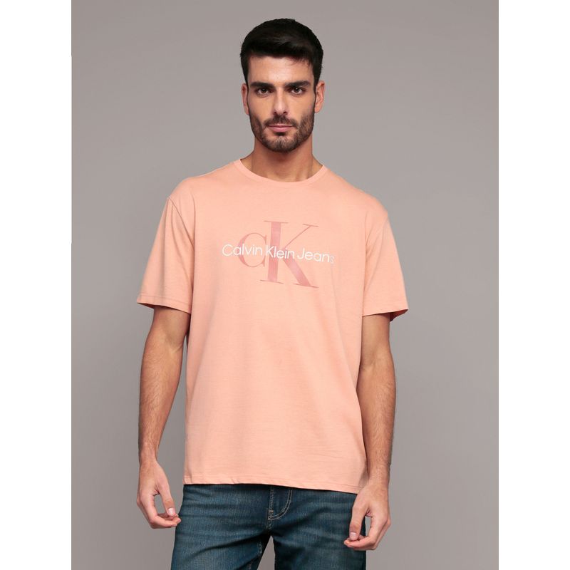 CALVIN KLEIN - Polera Monogram Crew Naranja Calvin Klein