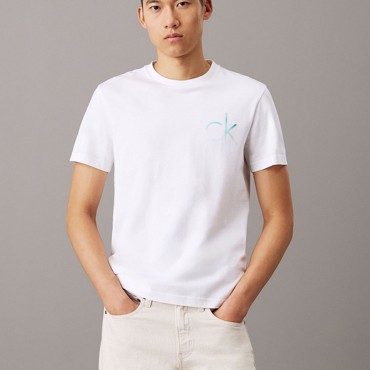 CALVIN KLEIN - Polera con Monograma Difuminado Blanco Calvin Klein