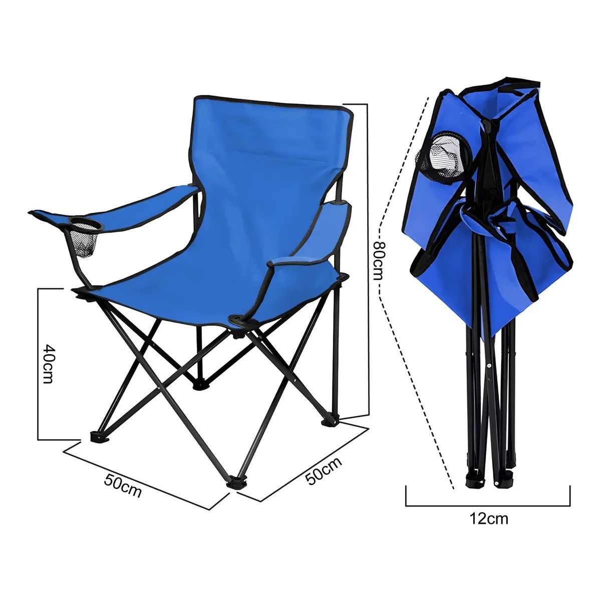 GENERICO - Silla Plegable Con Portavaso y Reposabrazos Silla Jardin Camping Playa