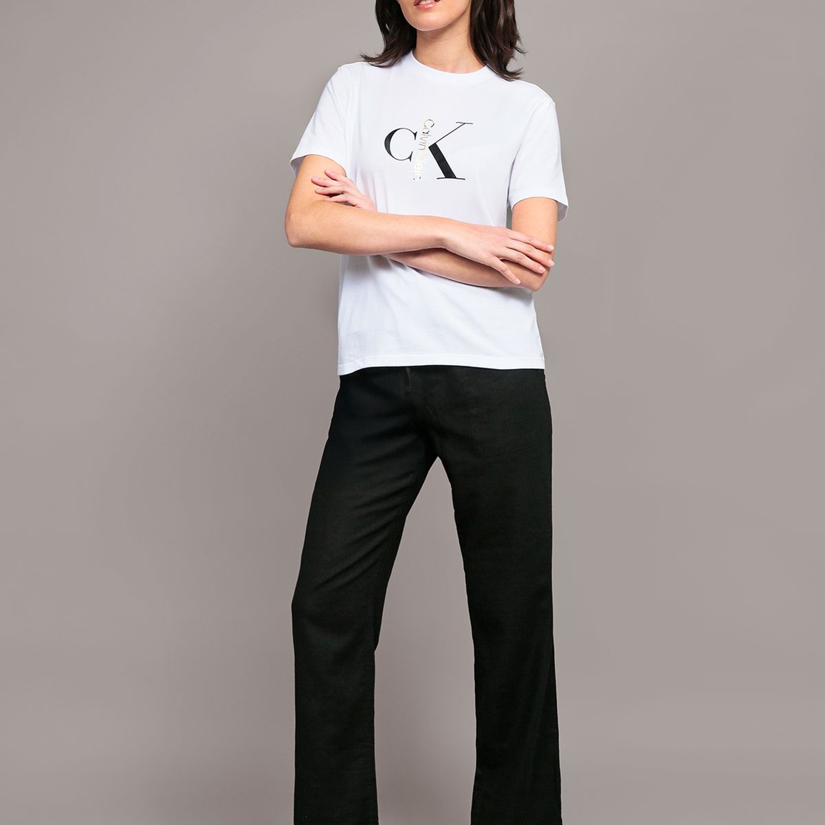 CALVIN KLEIN - Polera Classic con Monograma Blanco Calvin Klein