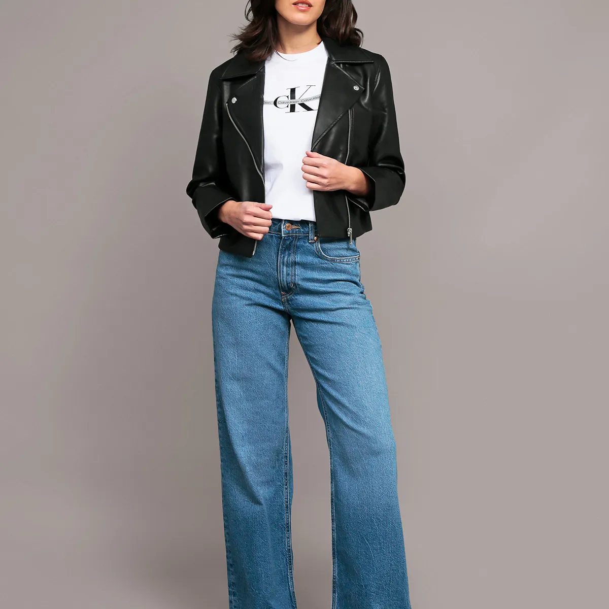 CALVIN KLEIN - Chaqueta Pleather Moto Negro Calvin Klein