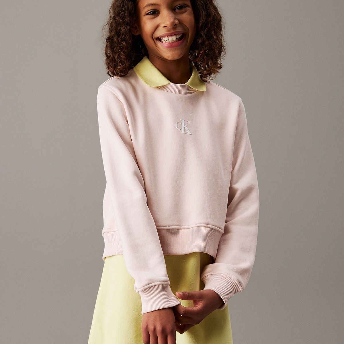 CALVIN KLEIN - Polerón Niña Ck Logo Rosado Calvin Klein