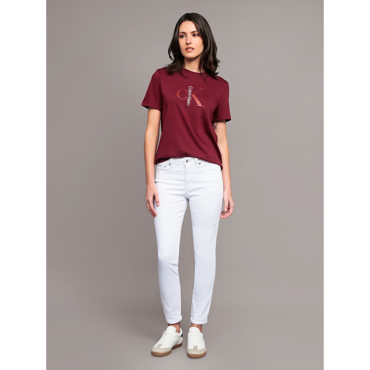 CALVIN KLEIN - Jeans Mid Rise Skinny Ankle Blanco Calvin Klein