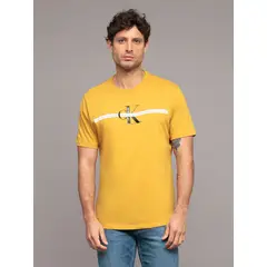 CALVIN KLEIN - Polera manga corta con cinta repetitiva Amarillo