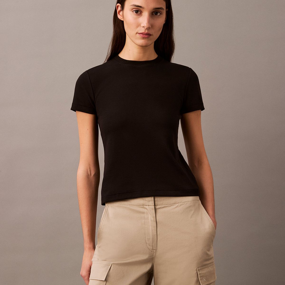 CALVIN KLEIN - Polera Refined Cotton Relaxed Negro Calvin Klein