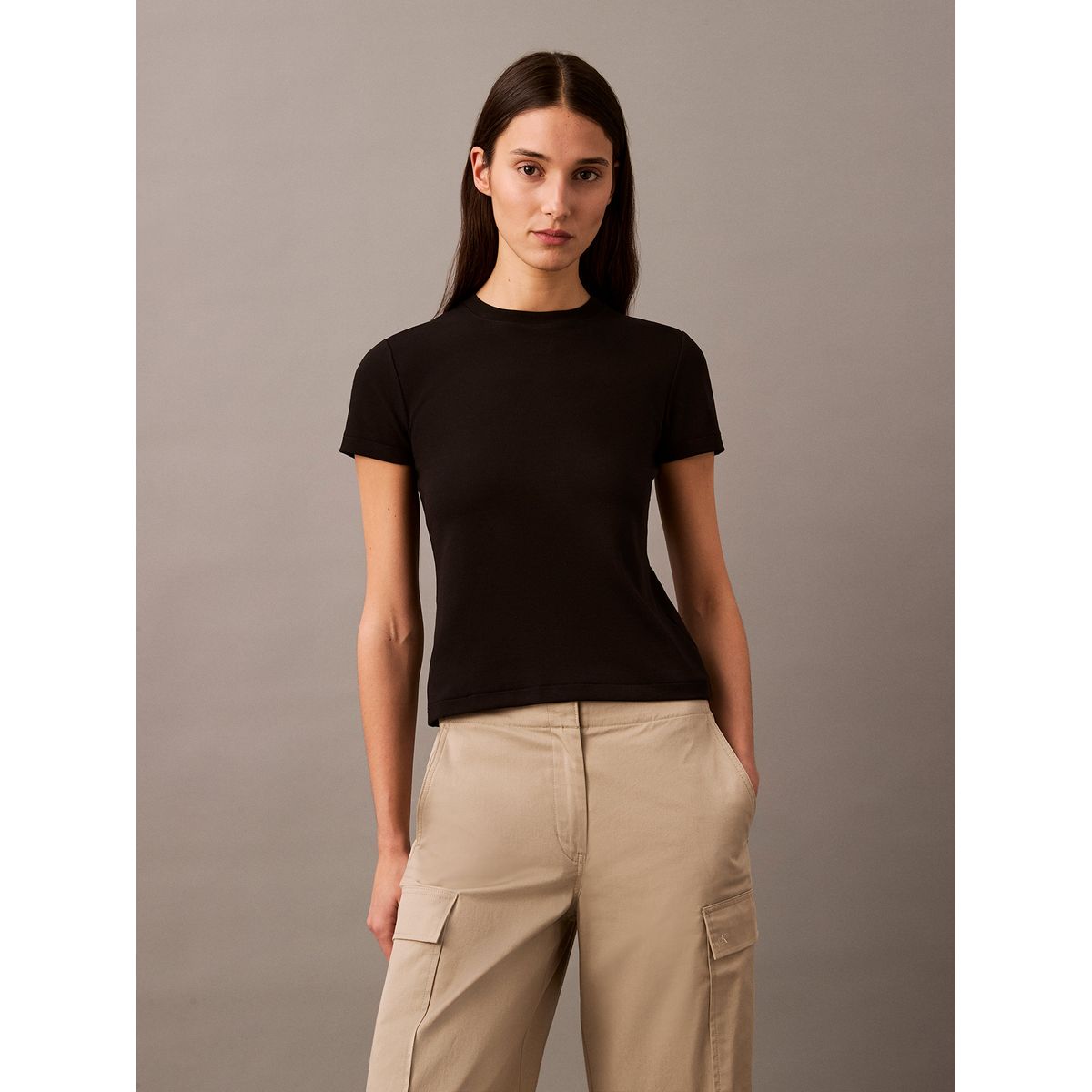 CALVIN KLEIN - Polera Refined Cotton Relaxed Negro Calvin Klein