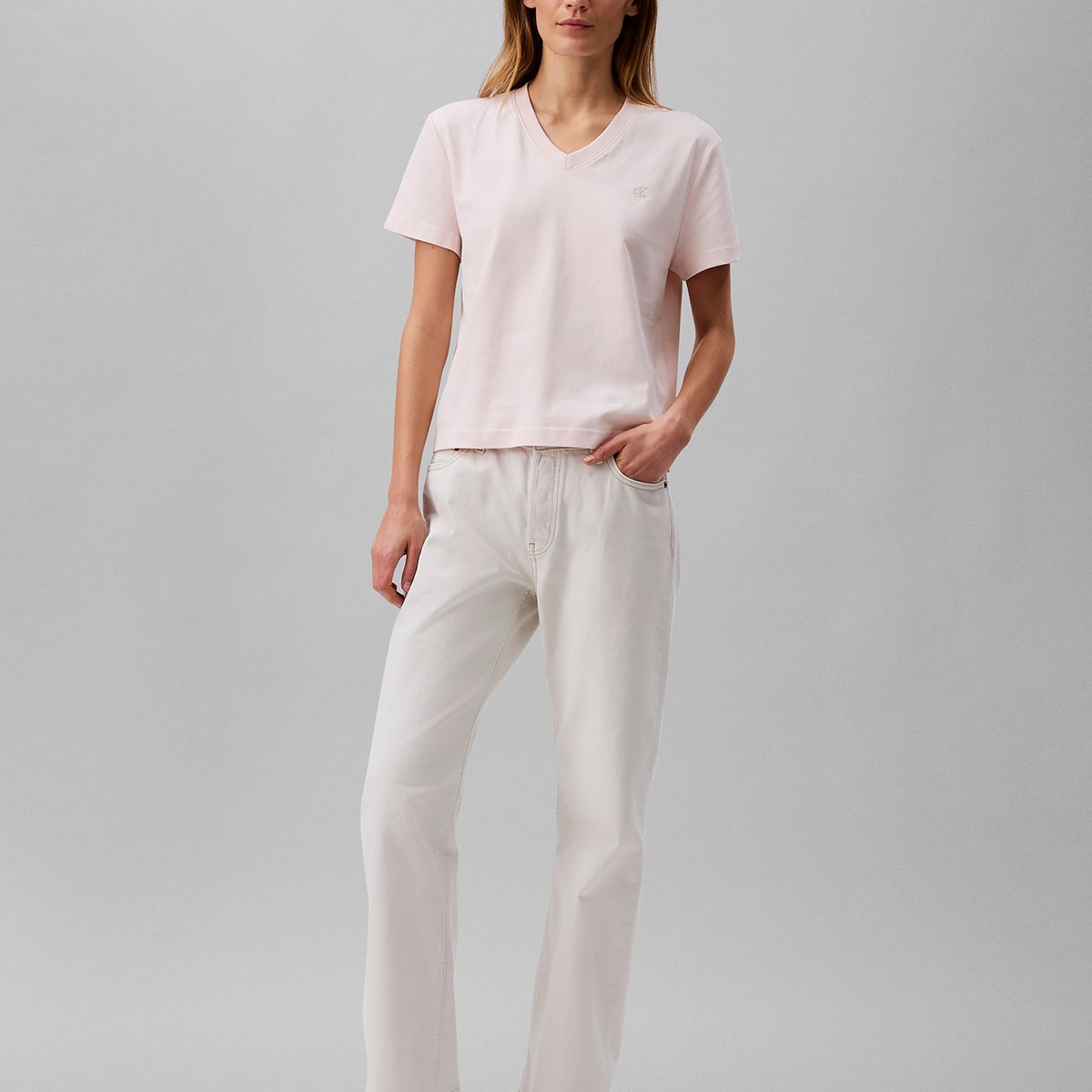 CALVIN KLEIN - Polera con Logo Archive Beige Calvin Klein