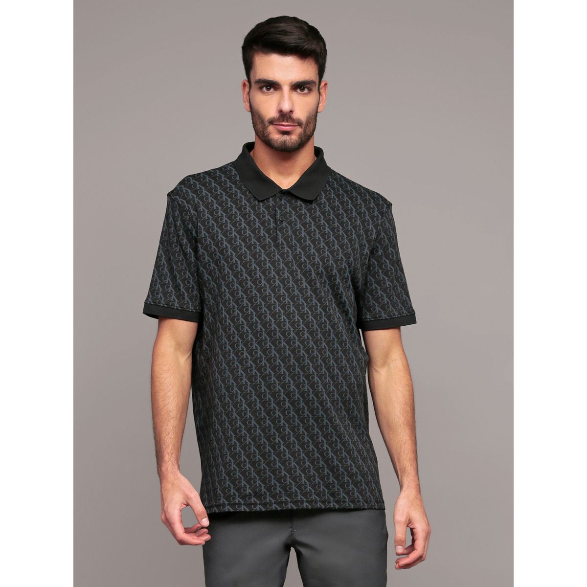 CALVIN KLEIN - Polo con estampado en toda la pieza Negro Calvin Klein