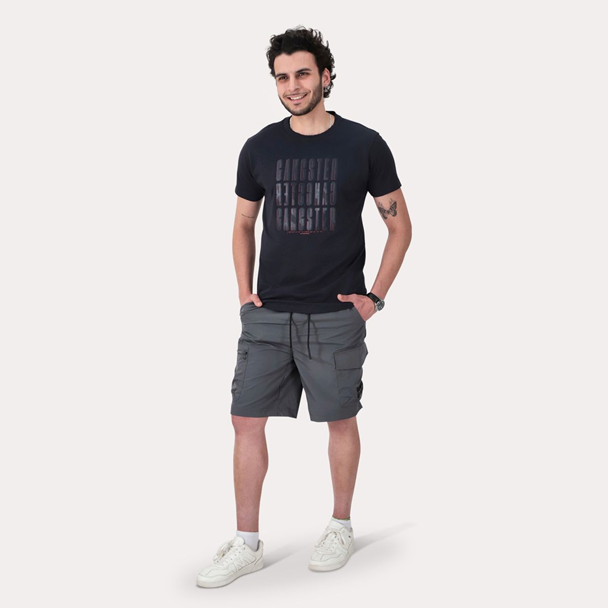 GANGSTER - Polera Mc Basica Essex Azul Marino Gangster