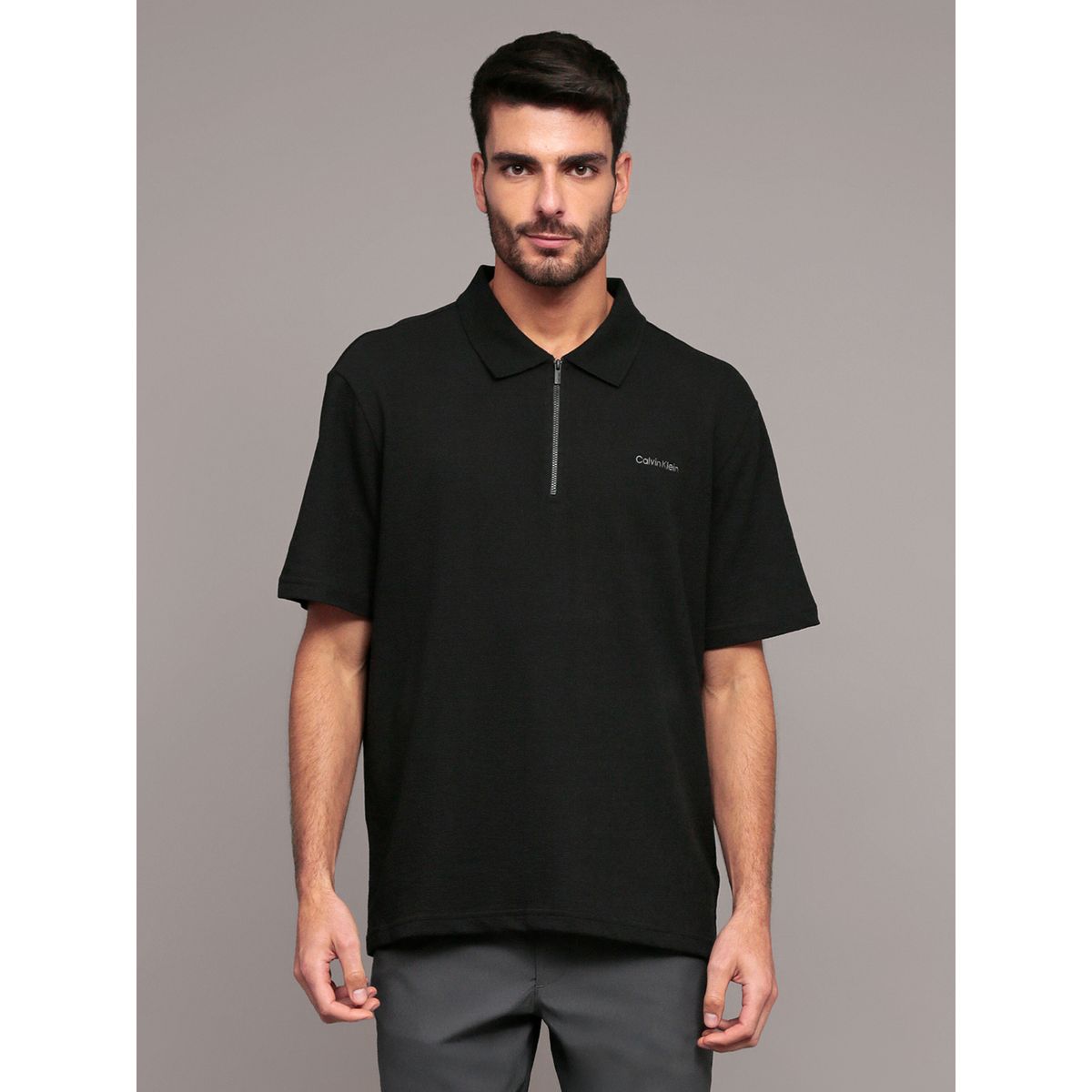 CALVIN KLEIN - Polo relaxed con tejido crepe Negro Calvin Klein