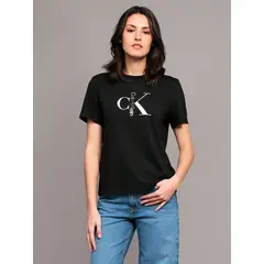 CALVIN KLEIN - Polera Classic con Monograma Negro