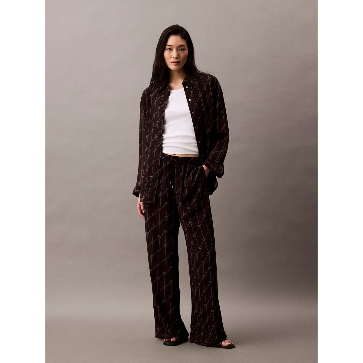 CALVIN KLEIN - Pantalón Pull On Wide Leg Negro Calvin Klein