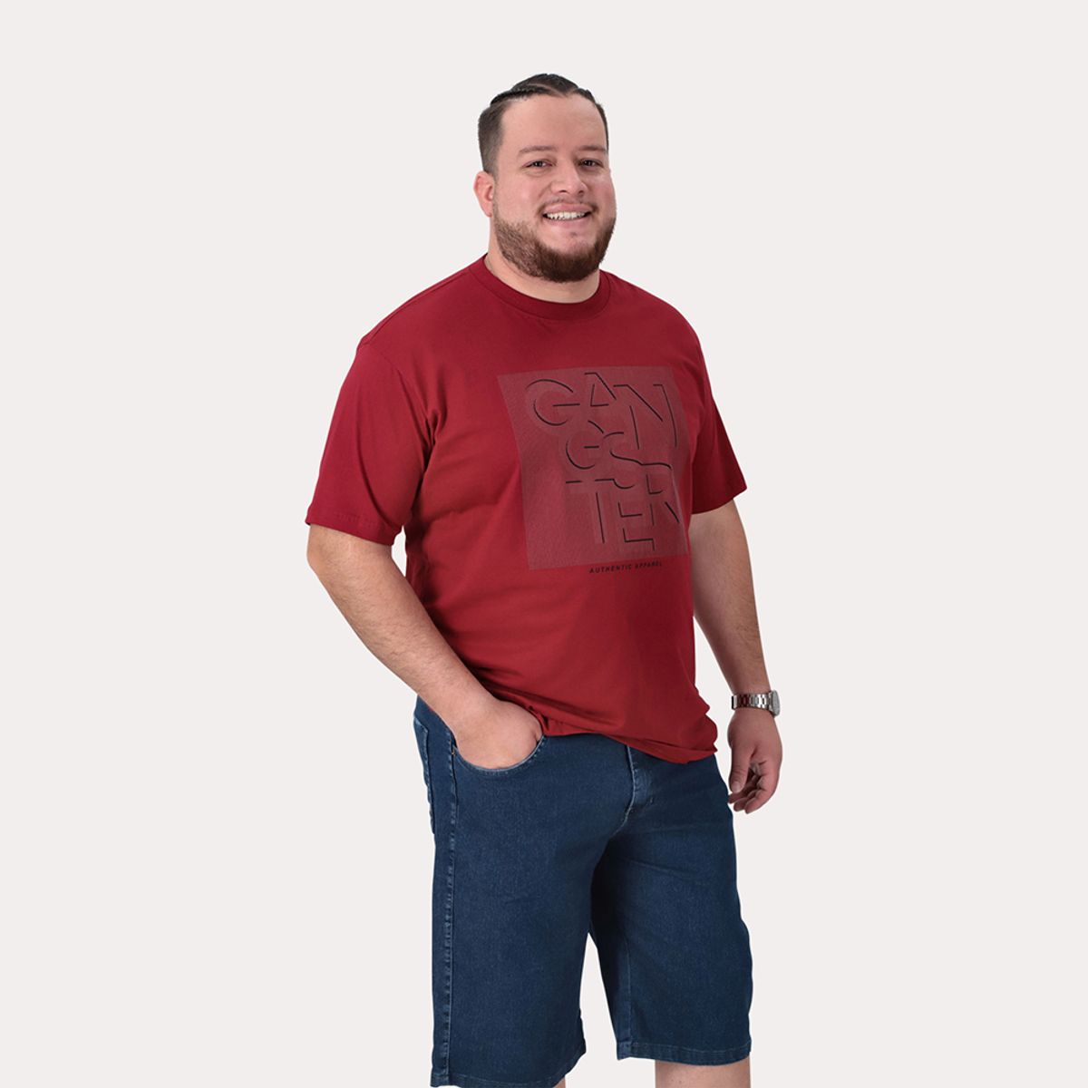 GANGSTER - Plus Polera MC Basica Pacific Rojo Gangster