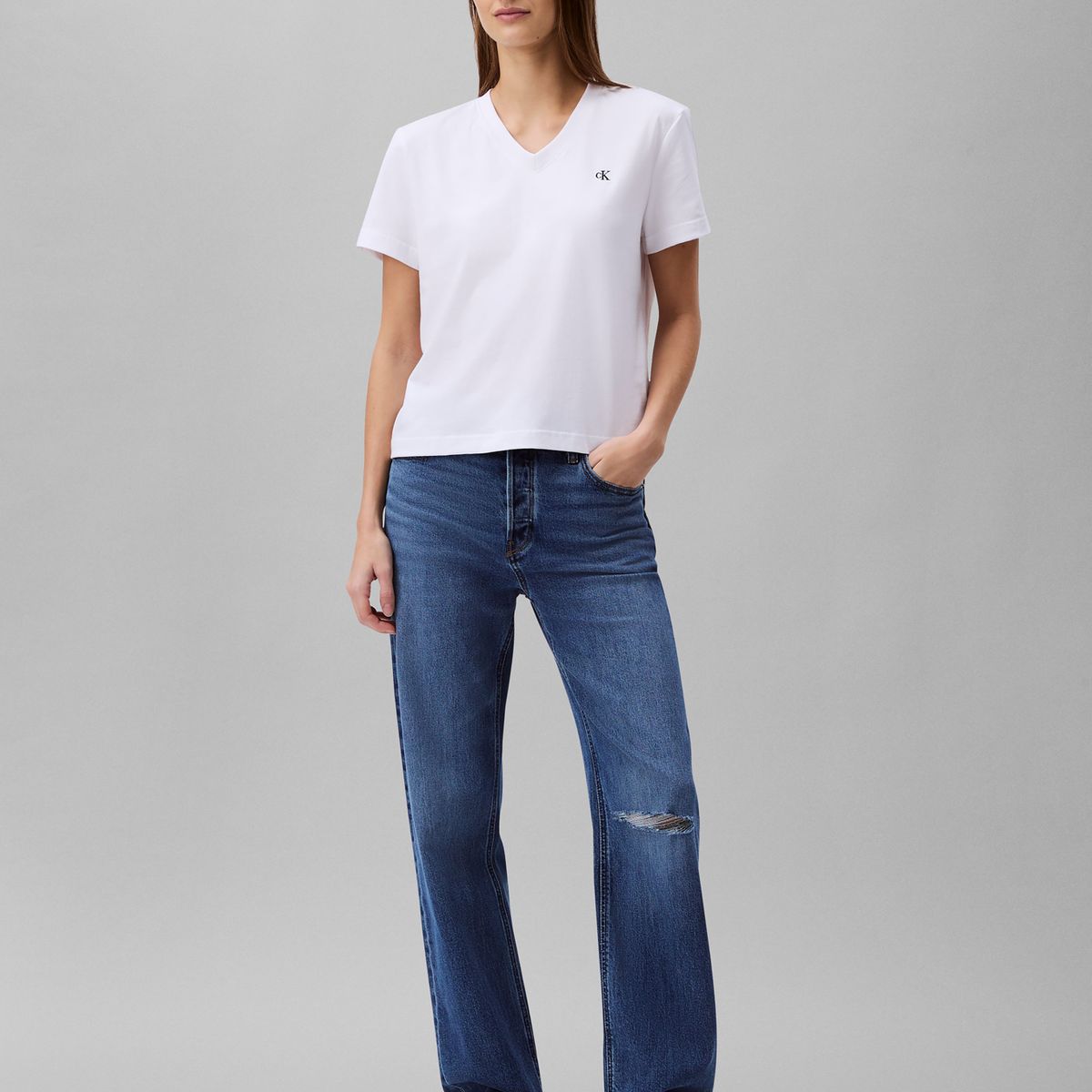 CALVIN KLEIN - Polera con Logo Archive Blanco Calvin Klein