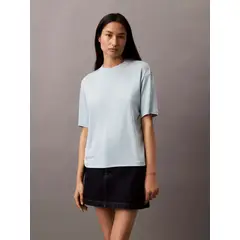 CALVIN KLEIN - Blusa de Canalé Shiny Textured Celeste