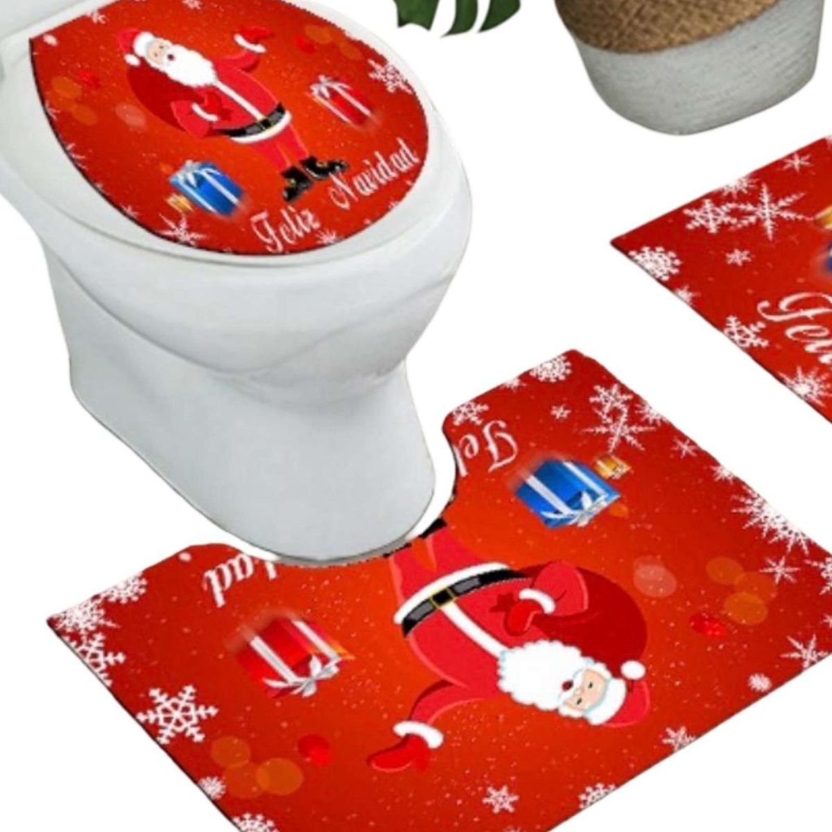 GENERICO - Juego de Alfombra de baño de Navidad 3 piezas