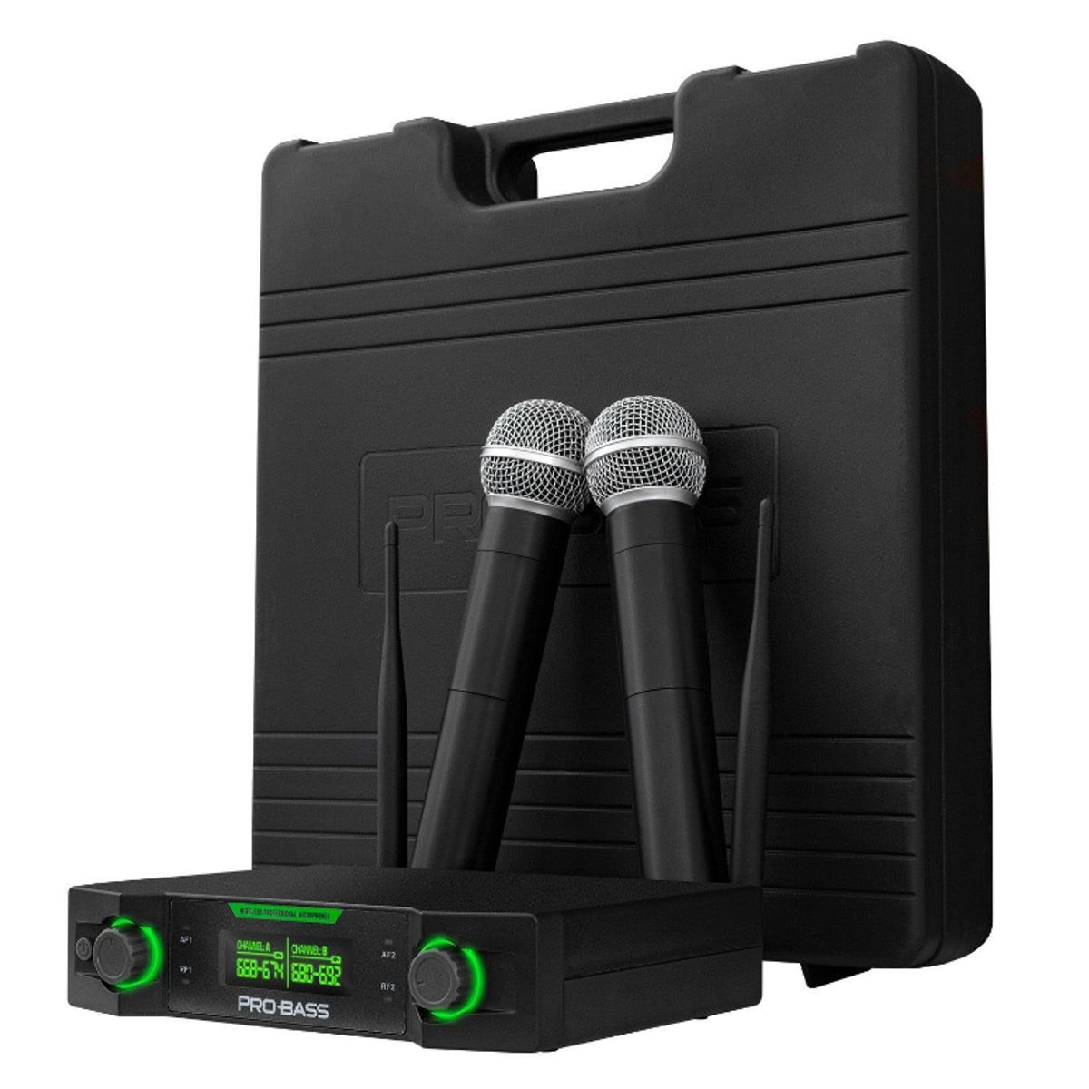 GENERICO - Set Micrófono Inalámbrico Doble Profesional Pro Bass UF-224