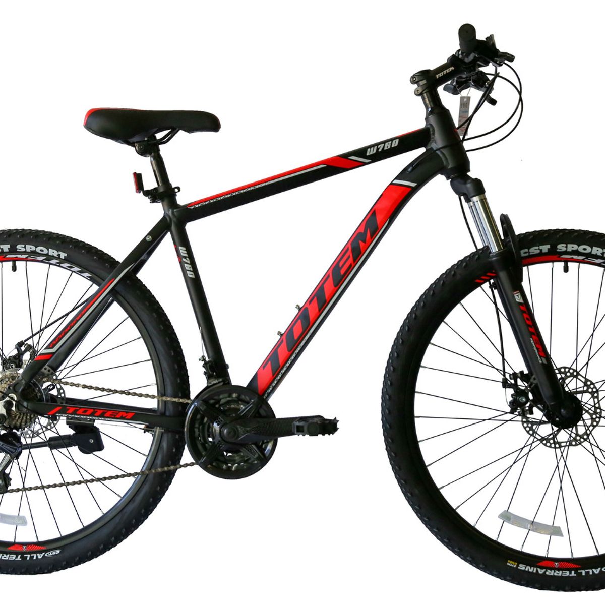 TOTEM - BICICLETA TOTEM MTB ARO 27.5*19 MOD W760 NEGRO CON ROJO