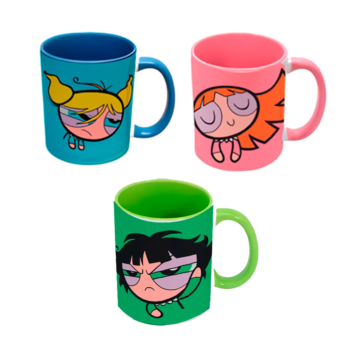 GENERICO - Set 3 Tazas Tazones chicas superpoderosas colores - Monstruatazas