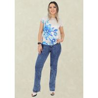 Jeans Recto Tiro Alto Push Up Azul